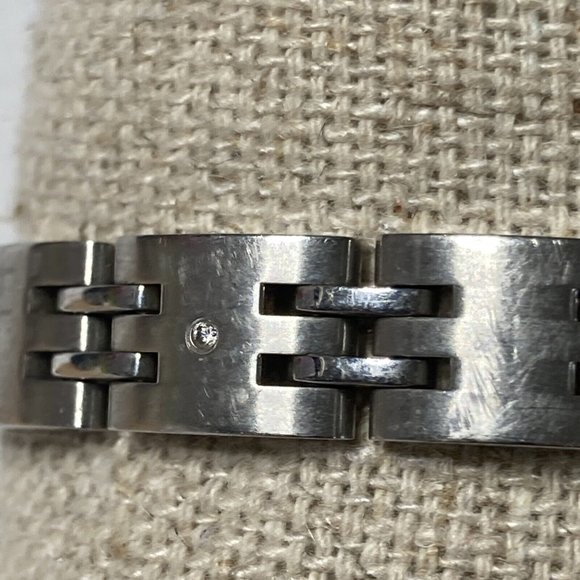INOX STAINLESS STEEL  MENS BRACELET Diamonds Link 8.5" - Picture 3 of 7